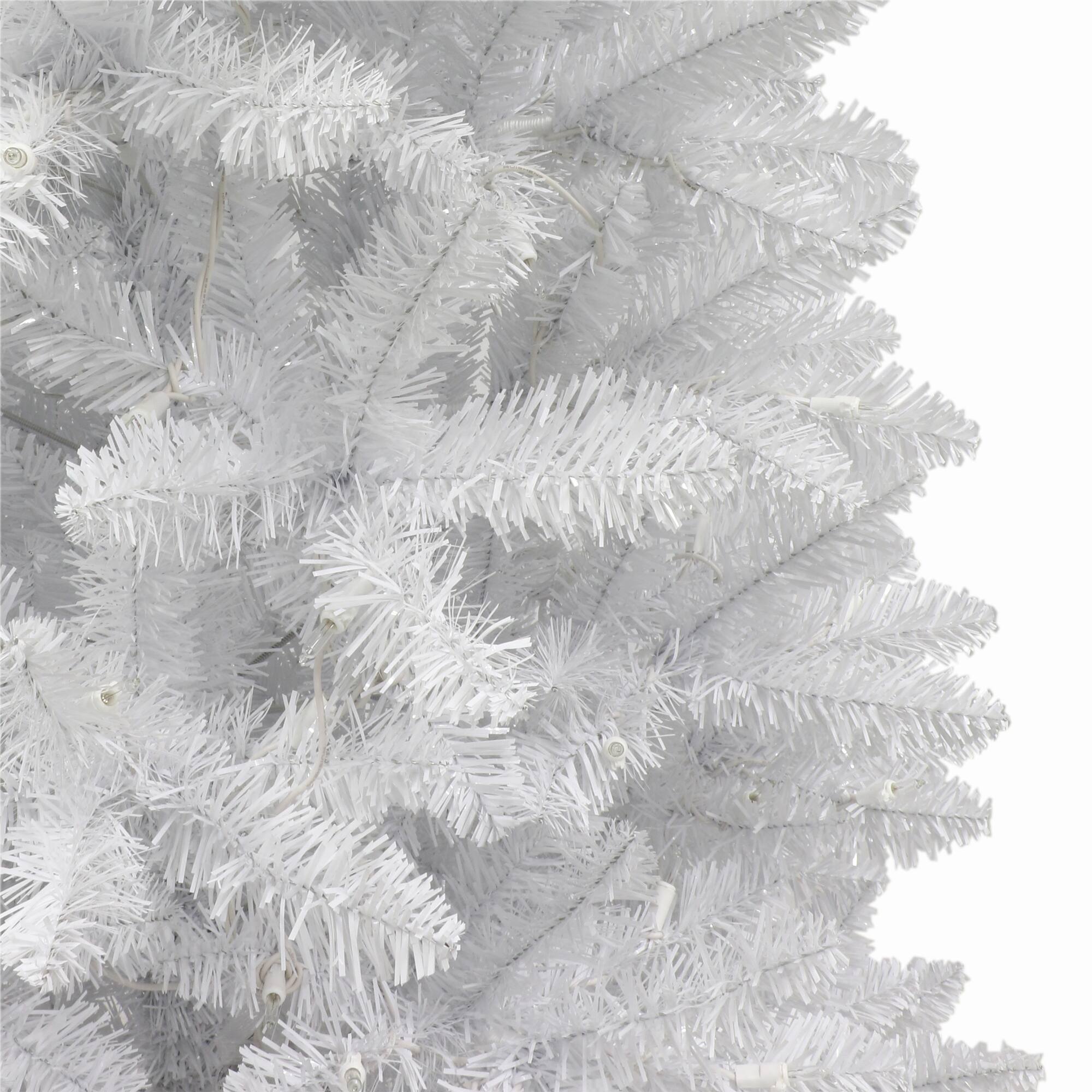 7ft. Pre-Lit White Carson Artificial Pine Christmas Tree, Clear Lights